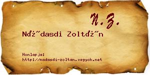 Nádasdi Zoltán névjegykártya
